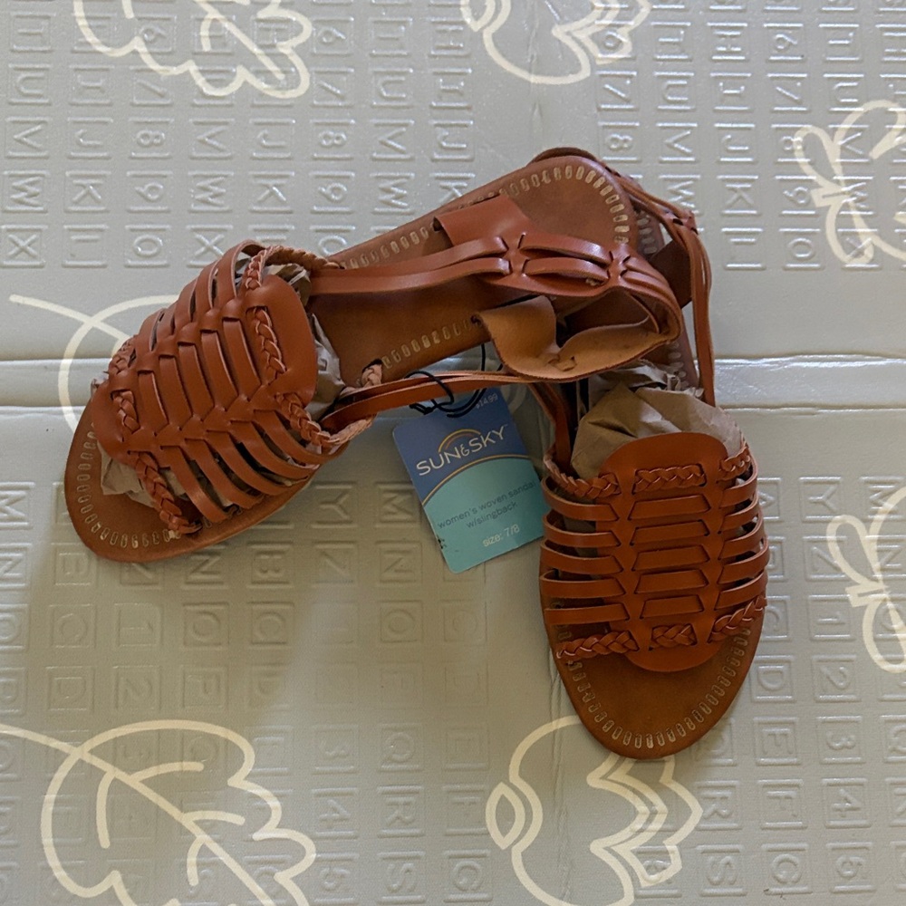 Women's Brown Braided Huarache Sandals Size 7/8
